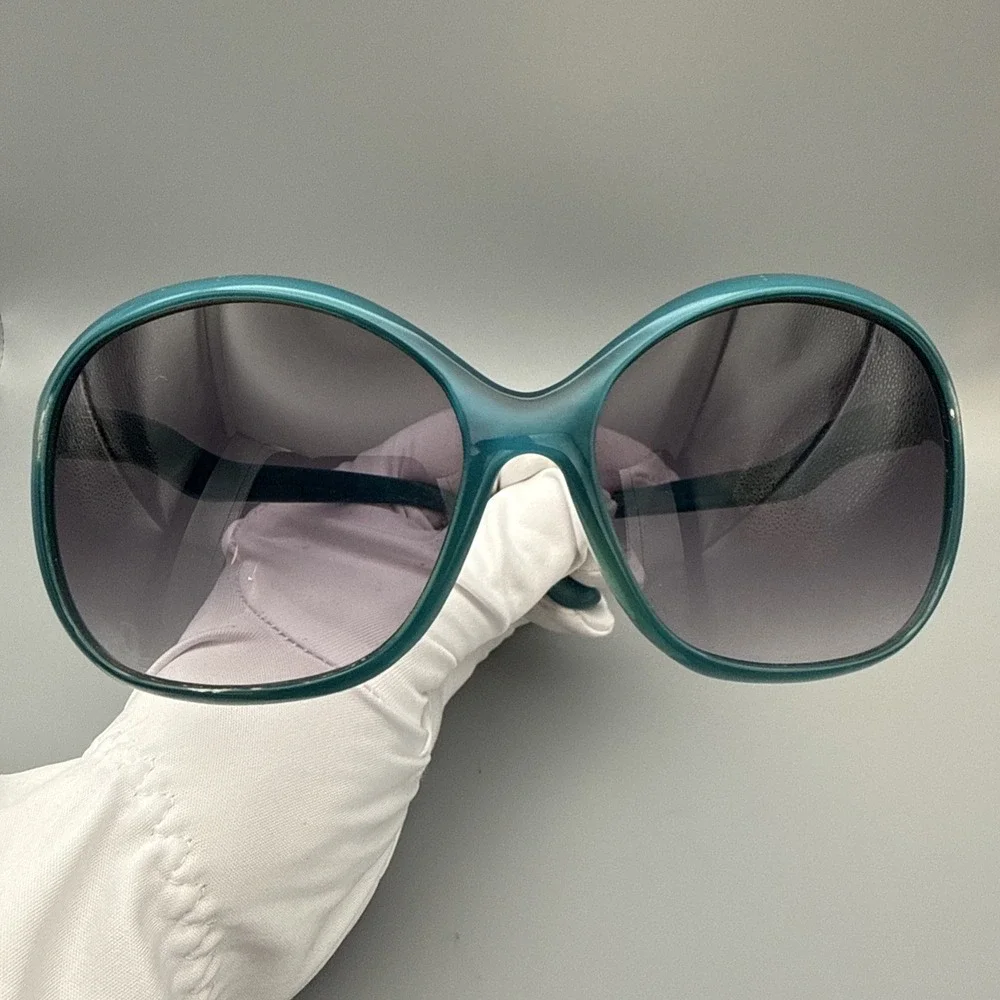 Super OVERSIZED XXL Very Large Round Blue Baroque Designer Sunglasses-Jackie-O